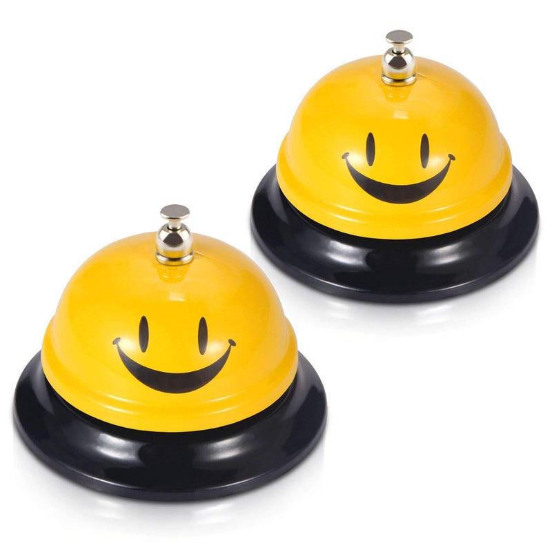 EMDMAK Call Bell, Service Bell for The Porter Kitchen Restaurant Bar Classic Concierge Hotel (3.35 Inch Diameter) (2 Pack)(Yellow) - Image 1